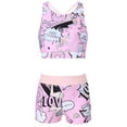 thumbnail image 1 of CHICTRY Little Girls 2-pc Swimsuit Floral Patterns Crop Top with Bottoms Swimwear Pop Pink 8, 1 of 7