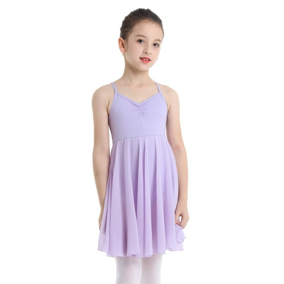 CHICTRY Little Girls Ballet Lyrical Dance Dress Chiffon Gymnastics Camisole Leotard Lavender 7-8