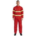 thumbnail image 1 of CHICTRY Men's Firefighter Sets Fireman Contrast Safety Jackets with Pants Helmet Red 190, 1 of 7