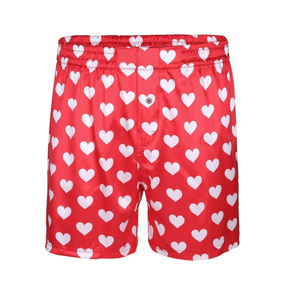 CHICTRY Mens Casual Heart Print Boxer Shorts Classic Loose Lounge Sports Short Pants