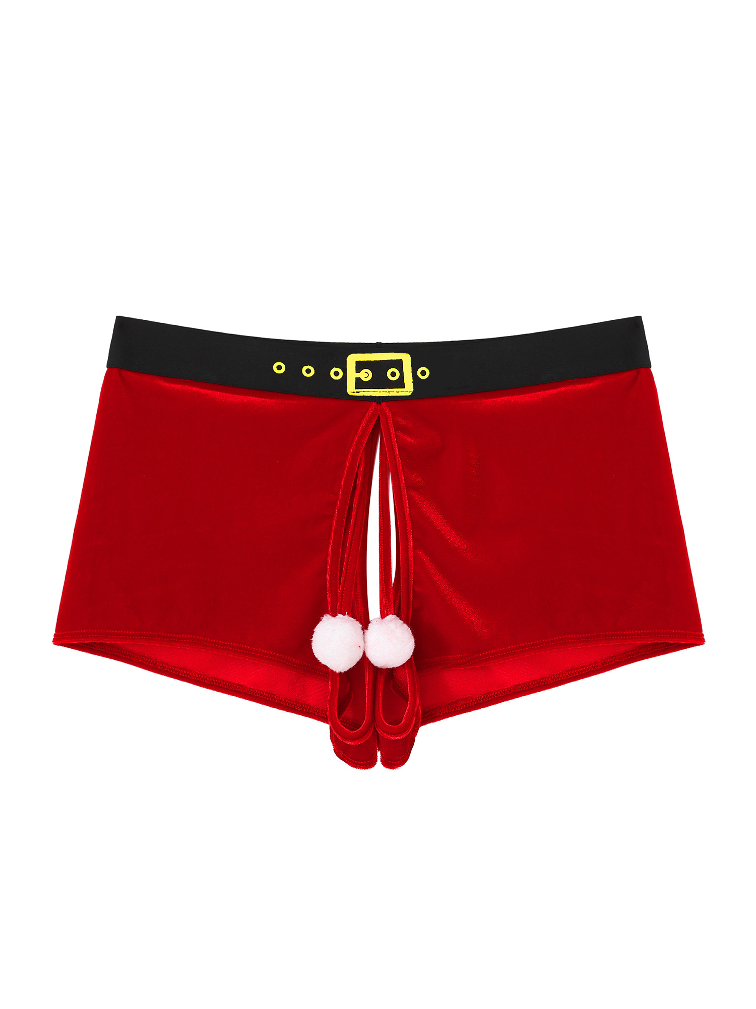CHICTRY Mens Christmas Santa Thong Velvet Boxer Briefs Crotchless