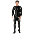 thumbnail image 1 of CHICTRY Mens Metallic Zipper Crotch Jumpsuit PVC Leather Full Body Catsuit Rave Party Clubwear Black XL, 1 of 7