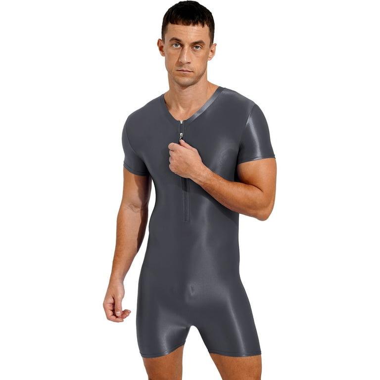 CHICTRY Mens One Piece Swimsuit Short Sleeve Zipper Jumpsuit