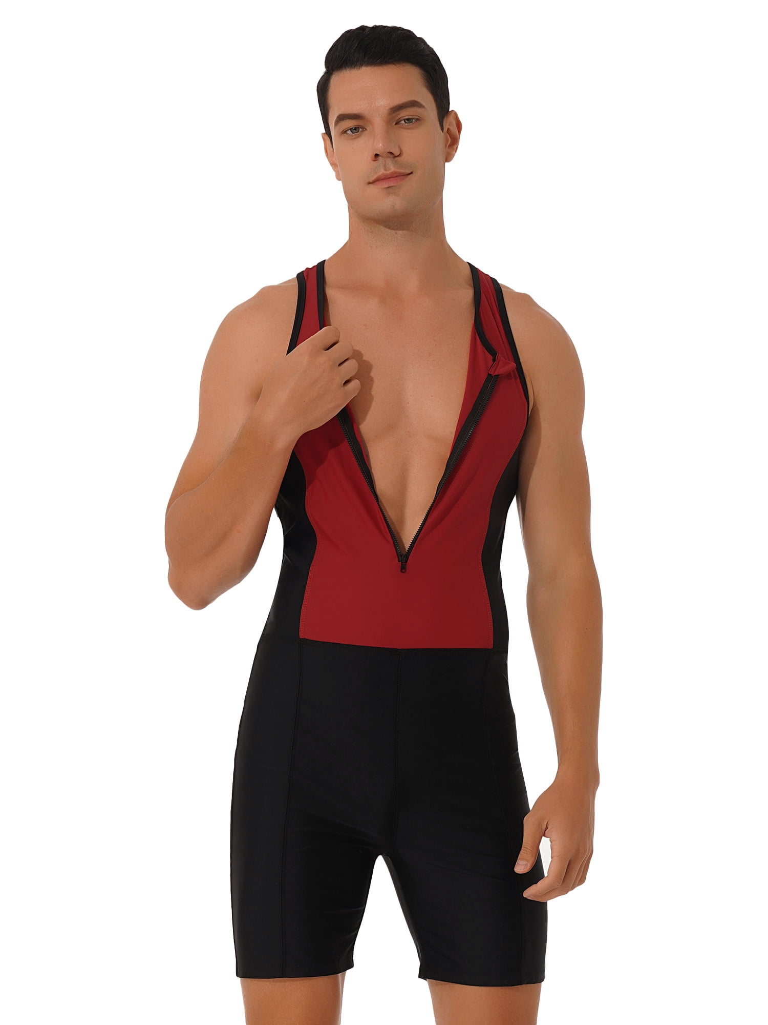 CHICTRY Mens Rash Guard Unitard OnePiece Surfing Swimsuit Racer Back