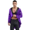 thumbnail image 1 of CHICTRY Mens Ringmaster Circus Show Dress-up Sequins Tuxedo Tailcoat Magician Blazer Jacket Purple L, 1 of 6