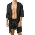 thumbnail image 1 of CHICTRY Mens Satin Soft Nightgown Sleepwear Short Sleeve Loungewear, 1 of 7