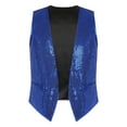 thumbnail image 1 of CHICTRY Mens Sequin Vest Shiny Party Sleeveless Waistcoat V-Neck Button Down Christmas Suit Vest Royal Blue M, 1 of 7