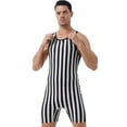 CHICTRY Mens Striped Wrestling Singlet One Piece Swimming Bodysuit