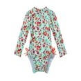thumbnail image 1 of CHICTRY Newborn Baby Girls Rash Guard Ruffled Back One Piece Beach Bathing Suit Light Green 6-12 Months, 1 of 7