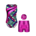 thumbnail image 1 of CHICTRY Shiny 3 Pcs Gymnastic Dance Sports Active Sets for Girls Tank Leotard Shorts Hairband Tumbling Unitard Bodysuits Green 6, 1 of 5