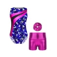 thumbnail image 1 of CHICTRY Shiny 3 Pcs Gymnastic Dance Sports Active Sets for Girls Tank Leotard Shorts Hairband Tumbling Unitard Bodysuits Navy Blue 4, 1 of 5