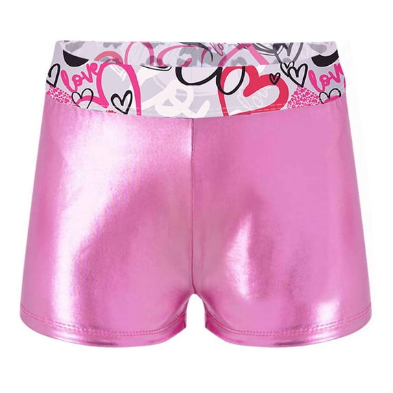CHICTRY Shiny Dance Shorts for Girls Metallic High Waisted Booty Shorts Gymnastics Underpants Hot Bottoms Letter Light Grey 12