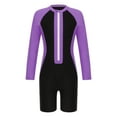 thumbnail image 1 of CHICTRY Unisex Boys Girls Upf 50+ Athletic Swimsuits Solid Long Sleeve Zip Up One Piece Rashguard Wetsuits Purple 10, 1 of 5