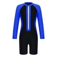 thumbnail image 1 of CHICTRY Unisex Boys Girls Upf 50+ Athletic Swimsuits Solid Long Sleeve Zip Up One Piece Rashguard Wetsuits Royal Blue 10, 1 of 5