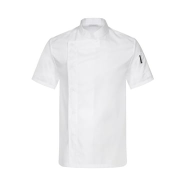 CHICTRY Unisex Chef Coat Men's Short Sleeve Stand Collar Chef Jacket Restaurant Kitchen Cooking Chef Uniform Top Whie XL
