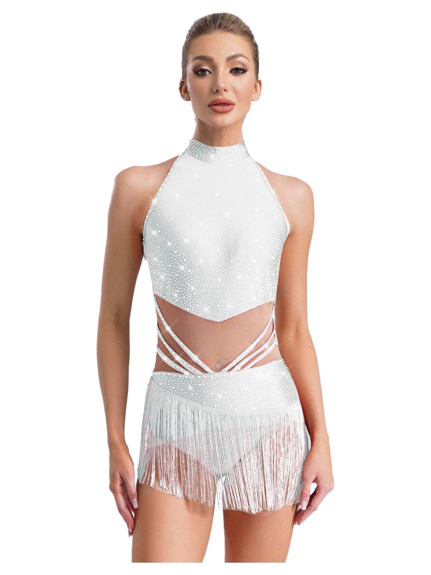 Costume Danse Ballroom Femme – Body Mini Robe Rumba – Justaucorps Scène Club