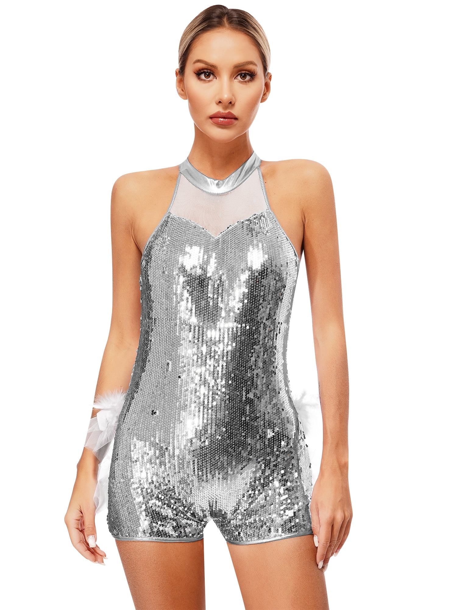 Latex Bra Women's Metallic Crop Tank Top - Shiny Rave/Festival Wear Sequin Top