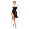 thumbnail image 1 of CHICTRY Women Modern Lyrical Dance Dress Mesh Long Sleeve Cutout Back Leotard Split Skirts White L, 1 of 6