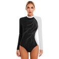 thumbnail image 1 of CHICTRY Women Shiny Dimonds Gymnastics Ballet Leotard Long Sleeve Tumbling Dance Unitard White S, 1 of 6