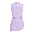 thumbnail image 1 of CHICTRY Women Sleeveless Rhinestones Figure Skating Dance Dress Ruched Mesh Modern Lyrical Dancewear Light Purple L, 1 of 7