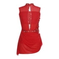 thumbnail image 1 of CHICTRY Women Sleeveless Rhinestones Figure Skating Dance Dress Ruched Mesh Modern Lyrical Dancewear Red S, 1 of 7