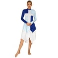 thumbnail image 1 of CHICTRY Womens Asymmetrical Praise Worship Dance Dress Color Contrast Long Sleeve Church Liturgical Dress Blue S, 1 of 7