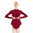 thumbnail image 1 of CHICTRY Womens Ballet Dancewear Lace Figure Skating Dress Gymnastics Leotard Dress Wine_Red Large, 1 of 7