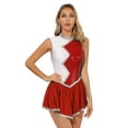 thumbnail image 1 of CHICTRY Womens Cheer Leader Dance Dress Shiny Sequins Color Contrast Figure Skating Dress Red L, 1 of 7