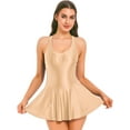 thumbnail image 1 of CHICTRY Womens Glossy One-Piece Swimwear U Neck Swimming Yoga Leotard Tank Dress, 1 of 7