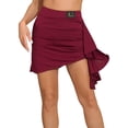 thumbnail image 1 of CHICTRY Womens Latin Rumba Dance Costume Ruffles Ruched Side Skirt Solid Color Shirring Dance Skirt Burgundy XL, 1 of 7