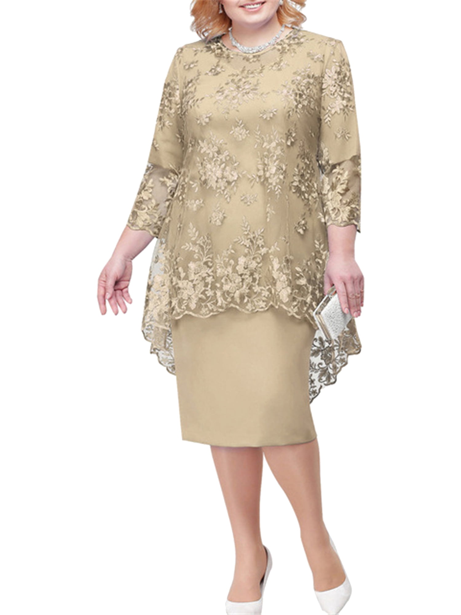 CHICTRY Womens Plus Size Cocktail Evenings Dress Birthday Wedding Guest Tube Dress with Embroidery Lace Cover Ups Green XXL
