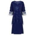 thumbnail image 1 of CHICTRY Womens Plus Size Cocktail Evenings Dress Birthday Wedding Guest Tube Dress with Embroidery Lace Cover Ups Navy Blue 3XL, 1 of 2