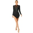 thumbnail image 1 of CHICTRY Womens Rhinestone Ballet Dance Dress Gymnastics Leotard Long Sleeve Mesh Splice Figure Skating Dress A Black S, 1 of 7