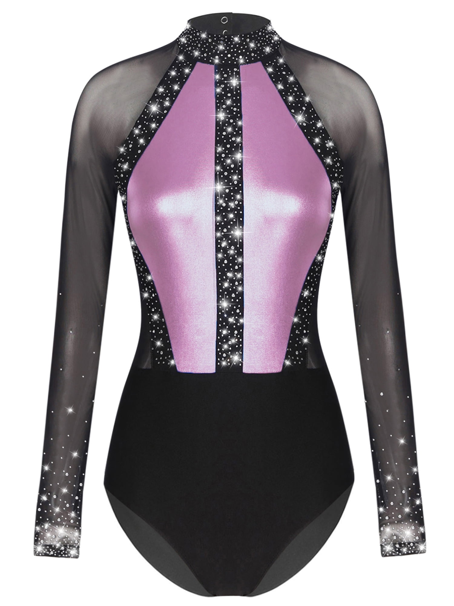 Pink Gymnastics Leotard with Rhinestones