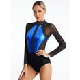 thumbnail image 1 of CHICTRY Womens Rhinestone Ballet Gymnastics Leotard Metallic Long Sleeve Rhythmic Gymnastics Dance Bodysuit Royal Blue L, 1 of 7