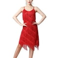 thumbnail image 1 of CHICTRY Womens Sequins Fringes Latin Dancewear Shiny Tassels Rumba Flapper Dress, 1 of 7
