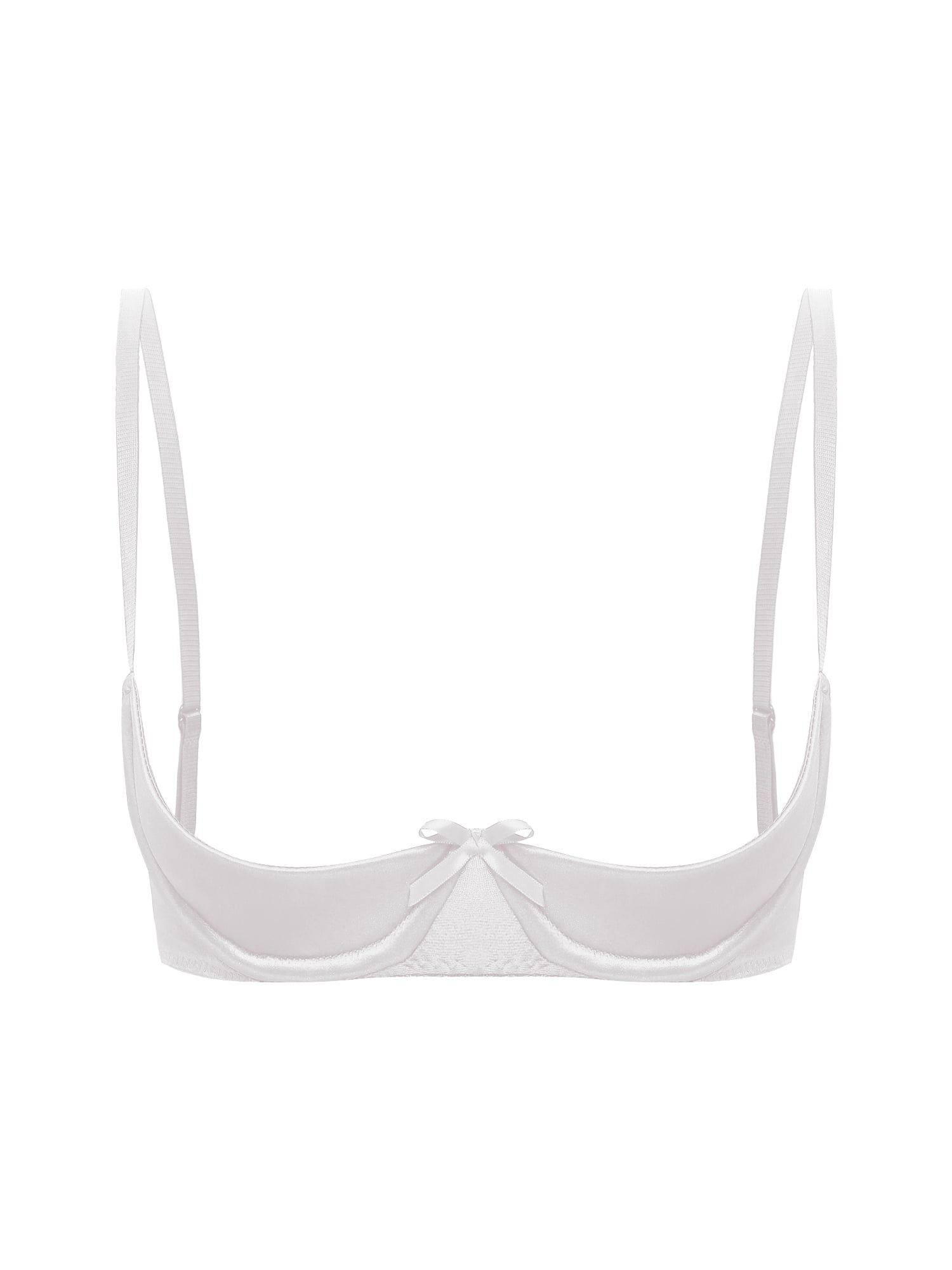 CHICTRY Womens Sheer Lace 1/4 Cups Bra Tops Open Cups Underwire Push Up  Brassiere Lingerie White 4XL 