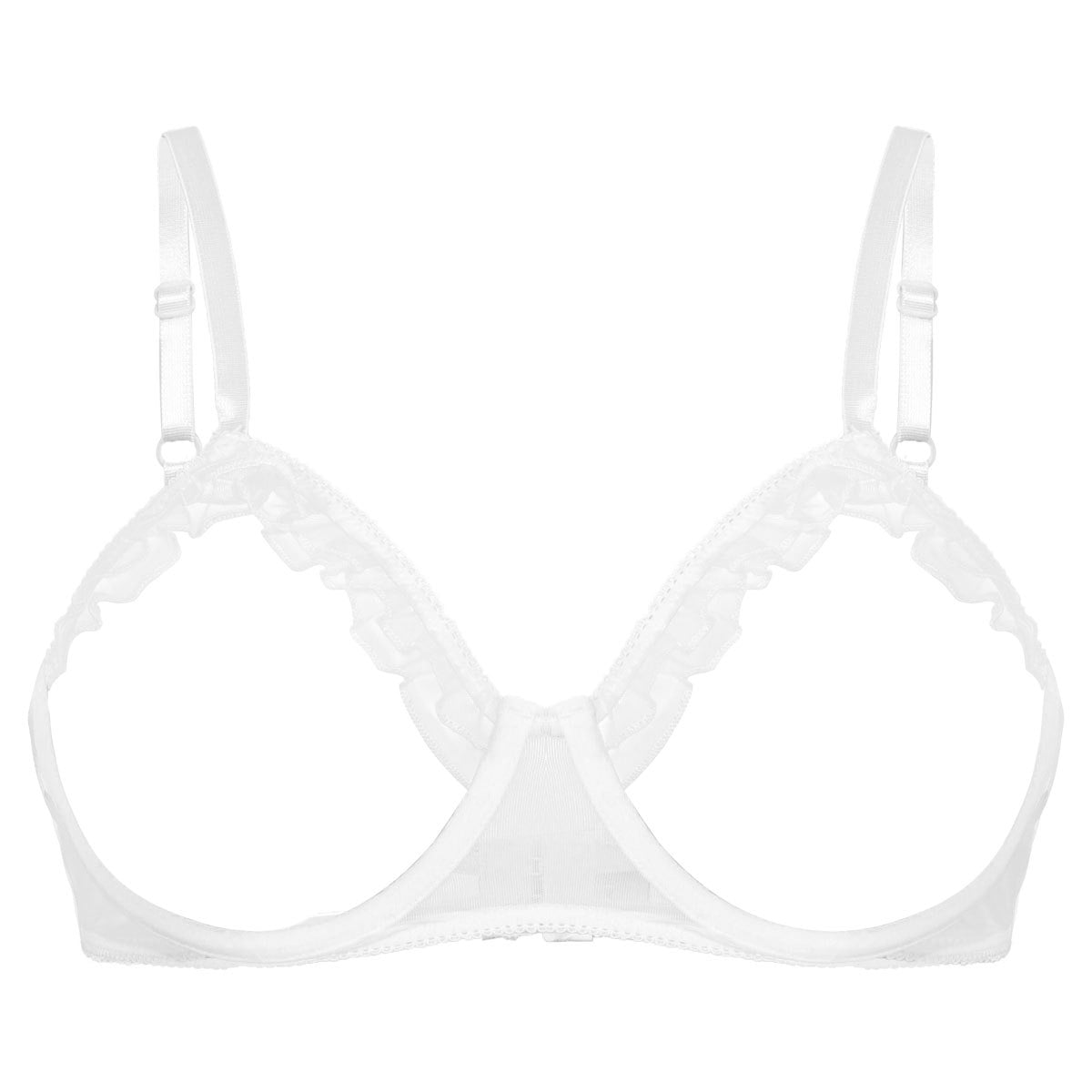 Bralette made of transparent white tulle, sportsbra, wireless bra, sheer  mesh bra, bras, size A, B, C, D, 28, 30, 32, 34, 36, 38, 40, -  Portugal