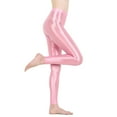 thumbnail image 1 of CHICTRY Womens Shiny Leggings Yoga Pants Glossy High Waist Tights Trousers for Workout Fitness Club Dance Pink M, 1 of 5