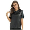 thumbnail image 1 of CHICTRY Womens Shiny T Shirt Casual Short Sleeve Pullover Tops Dark Grey S, 1 of 7
