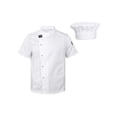 thumbnail image 1 of CHICTRY Womens Short Sleeve Chef Kitchen Work Uniform Chef Coat Cook Jacket Canteen Cake Shop Shirt A White 3XL, 1 of 7