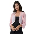 thumbnail image 1 of CHICTRY Womens Spring Summer 3/4 Sleeve Shrug Cropped Chiffon Bolero Dress Wraps Cover-Ups Pink L, 1 of 7