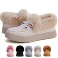 thumbnail image 1 of CHICVOMEY Bow Loafers for Women Moccasin House Slippers Winter Slip-On Loafers with Fur Lining Platform Sole for Casual Walking, 1 of 6