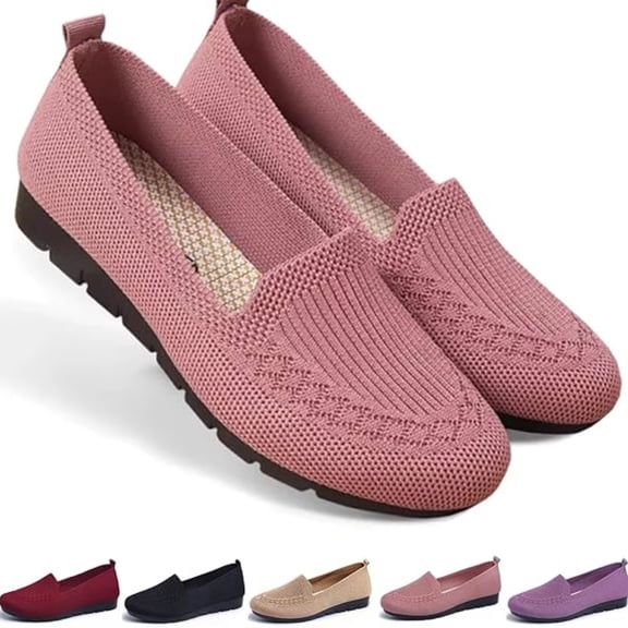 CHICVOMEY Breathable Knit Flats for Women Dress Shoes Comfortable Slip-on Flats Causal & Walking