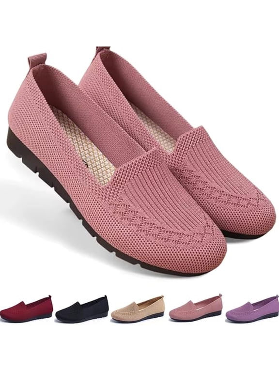 Breathable Knit Flats for Women Dress Shoes Comfortable Slip-on Flats Causal & Walking