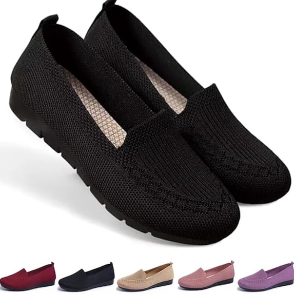 CHICVOMEY Breathable Knit Flats for Women Dress Shoes Comfortable Slip-on Flats Causal & Walking