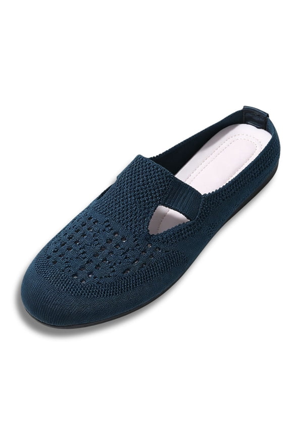 Breathable Mesh Mules for Women Woven Slip On Lightweight Non Slip Versatile Casual Daily Work Comfortable Flats