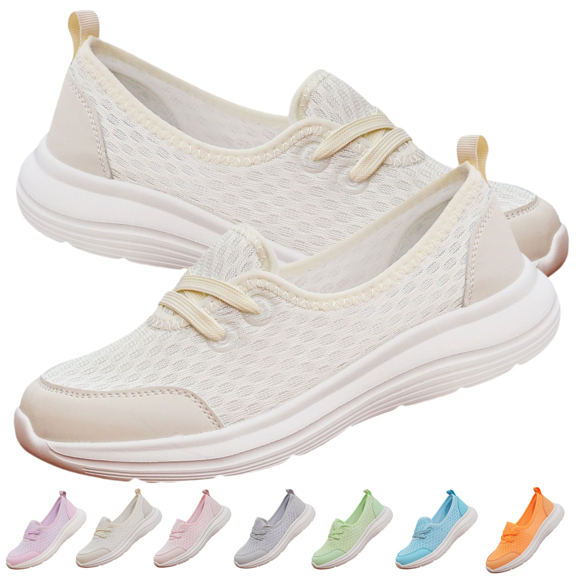 CHICVOMEY Breathable Mesh Slip On For Women Walking Shoes With Arch 