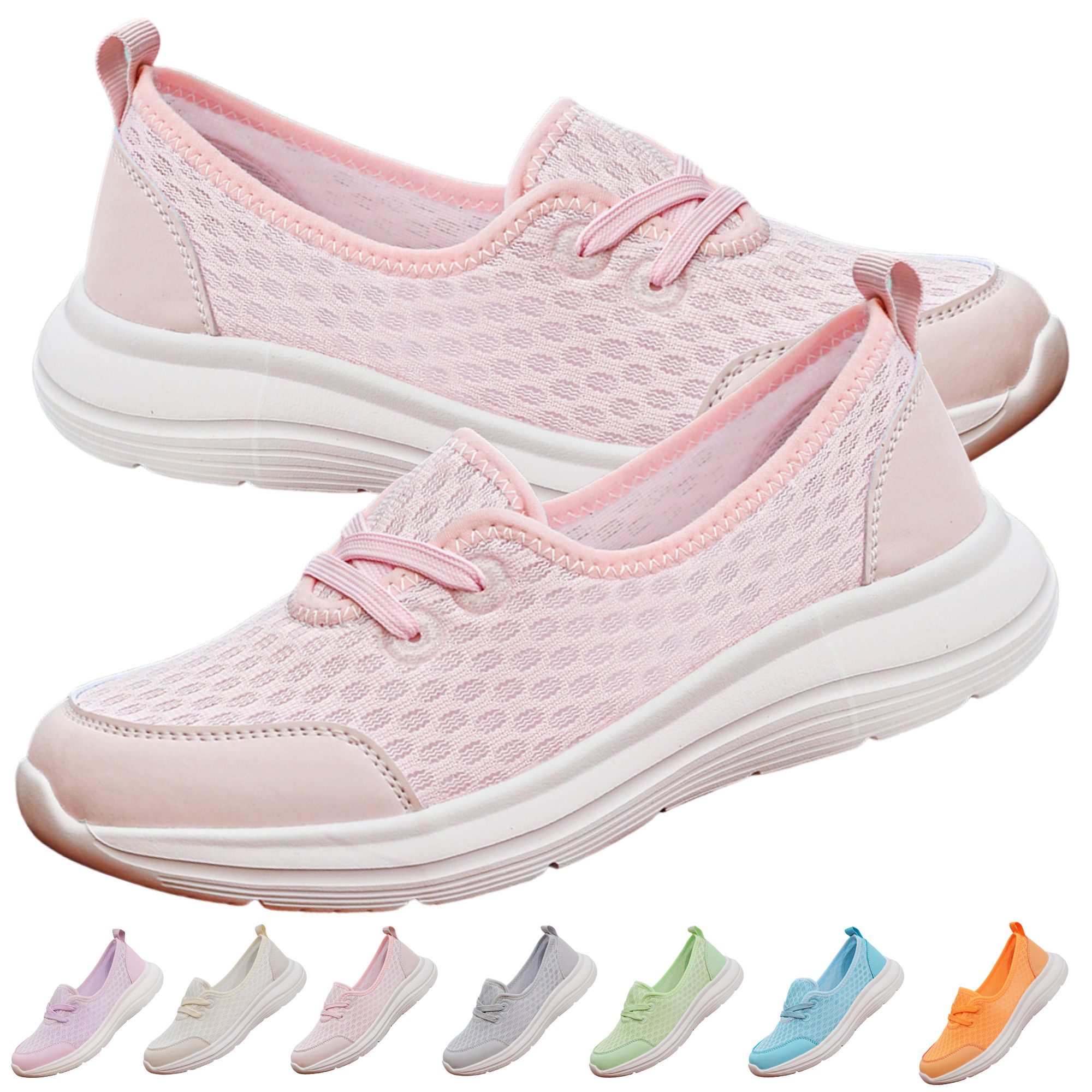 CHICVOMEY Breathable Mesh Slip On For Women Walking Shoes With Arch 