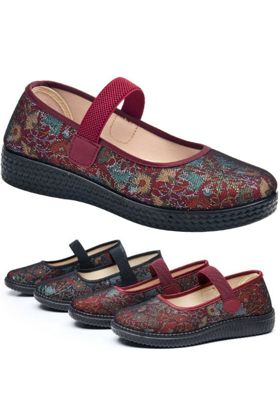 Casual Flats for Women Flower Embroidered Slip-On Flats Breathable Mesh Mary Jane Flats for Women Casual & Work Ballet Flats
